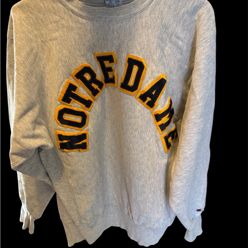 Champion Gray Sweatshirt with Yellow Accents reverse weave